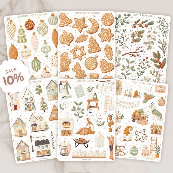 Sticker Sheet Bundle Winter Sticker Pack | Christmas Sticker Set | Holidays Sticker | Journal Sticker | Scrapbooking Sticker