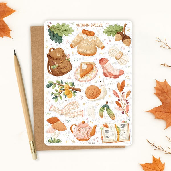 Sticker Sheet Autumn Breeze Sticker | Fall Sticker Set | Autumnal | Sticker Sheet | Journal Stickers