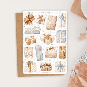 Sticker Bogen Weihnachtsgeschenke Sticker | Weihnachts-Stickerbogen| Urlaub Aufkleber | Stickerbogen | Journal Aufkleber