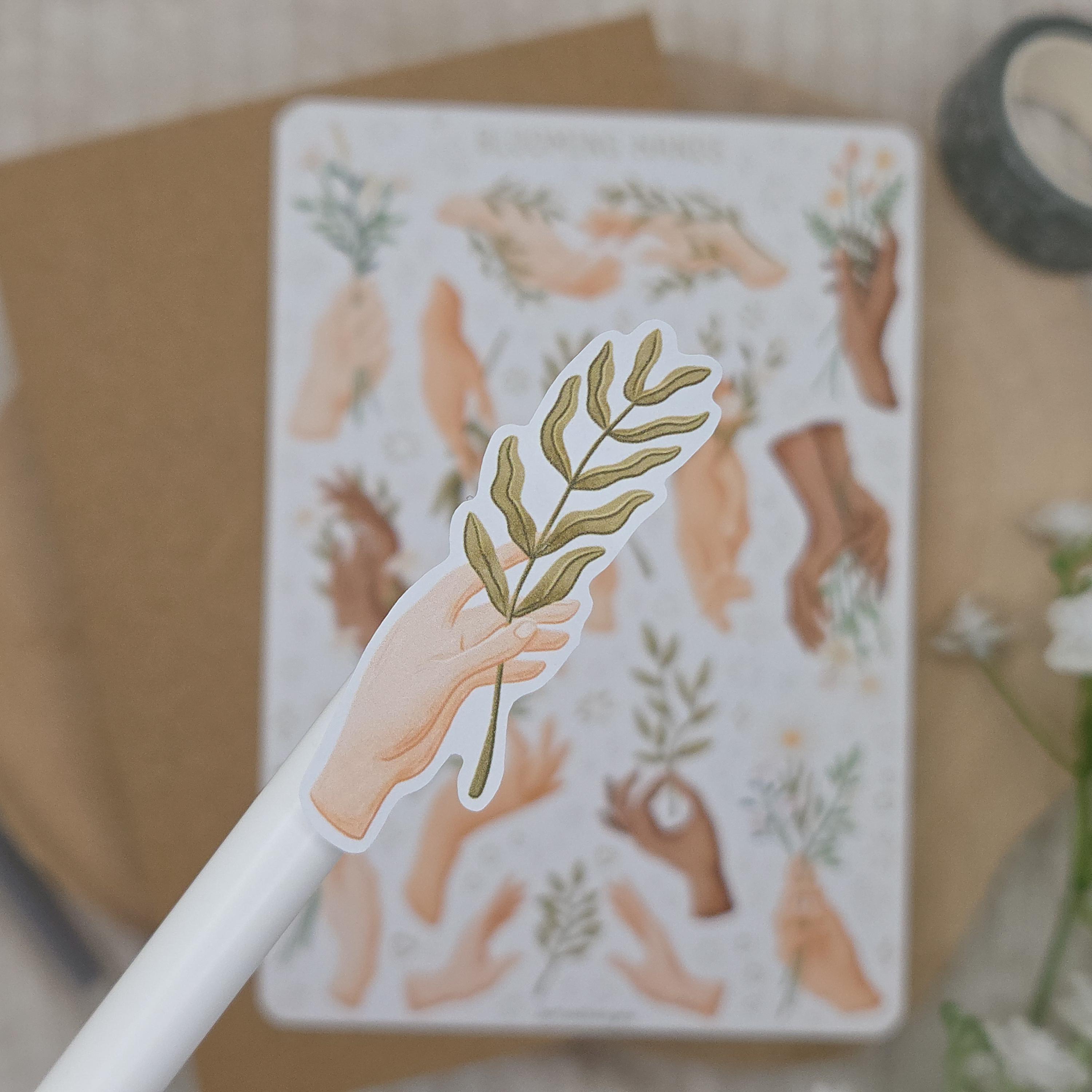 Sticker Sheet Flower Hands Sticker | Blooming Hands Sticker Sheet ...