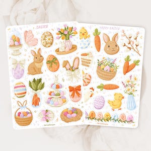 Stickerbogen Ostern Bundle | Journal Aufkleber, Planer Aufkleber, Frühlings Aufkleber, Frühlings Vibes, süße Aufkleberbogen, Frohe Ostern, Hase