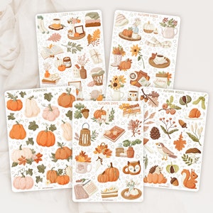 Sticker Sheet Bundle Autumn Sticker Pack | Fall Sticker Set | Pumpkin Sticker | Journal Sticker | Scrapbooking Sticker