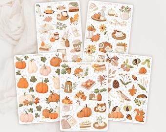 Stickerbogen, Herbst Sticker Set | Herbst Sticker Set | Kürbis Aufkleber | Journal Aufkleber | Scrapbooking Aufkleber