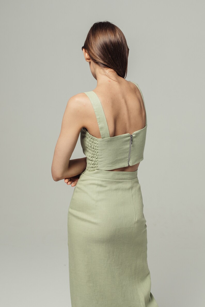 Linen Skirt in Pistachio Color Etsy