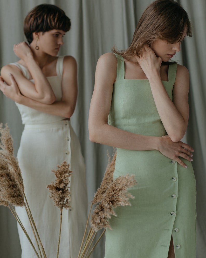 Linen Skirt in Pistachio Color Etsy