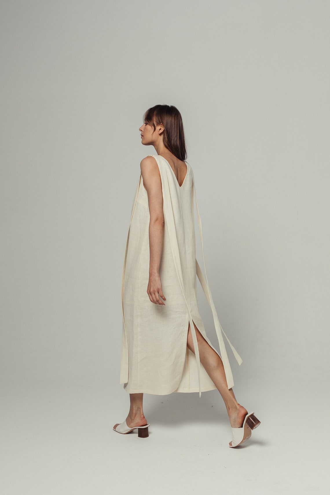 Linen Dress in Vanilla color Etsy