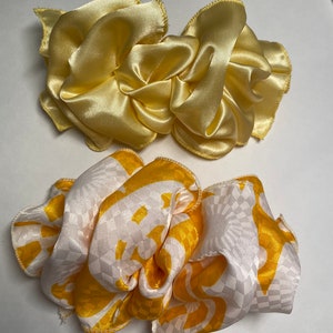 Large Hair Bow, Stays-Puffy, 7 x 4.5 Inch Hair Bow, Wired Fabric Ribbon, Custom Made Filament-Edged, Hair Bow, French Barrette Hair Bow image 4