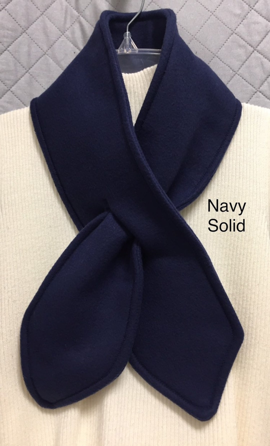 Navy Blue Neck Warmer, Keyhole Pullthrough, Man and Woman Scarf, Short