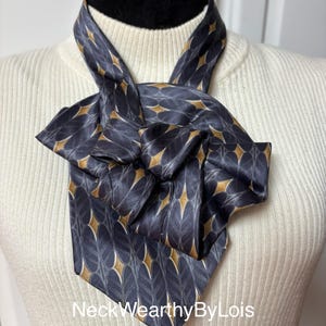 Charcoal Gray Necktie Necklace, Repurposed Necktie, Fabric Statement Necklace, Woman&#39;s Necktie, Wearable Art