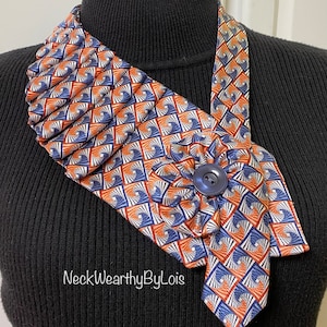 Blue, Red Silk Necktie Collar Scarf, Repurposed Necktie, Statement Necklace, One of a Kind, Woman&#39;s Necktie, Wearable Art, Gift