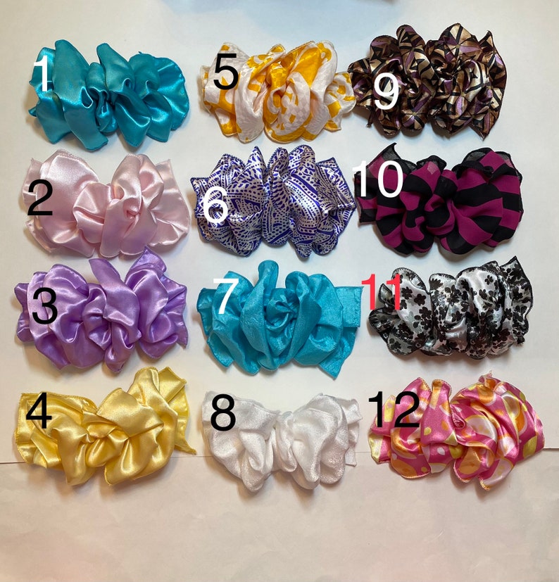 Large Hair Bow, Stays-Puffy, 7 x 4.5 Inch Hair Bow, Wired Fabric Ribbon, Custom Made Filament-Edged, Hair Bow, French Barrette Hair Bow image 10