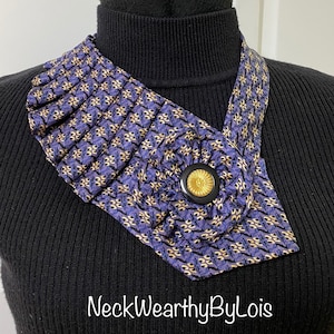 Purple, Blue, Gold, Black Necktie Necklace, Collar Necklace, Repurposed Clothing, Statement Necklace for Lady, Wearable Art