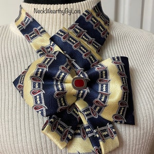 Necktie Scarf Necklace, Bow Necklace, Repurposed Clothing, Fabric Statement Necklace, Woman’s Necktie, Wearable Art