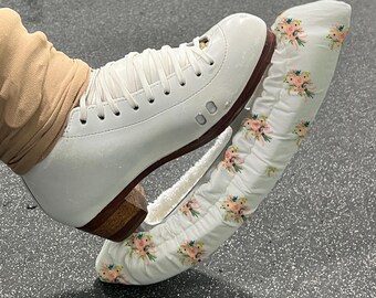 Floral Figure Skating Soakers - English Garden Print, Blade Protection