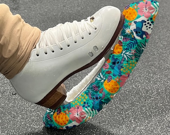 Tropical, Alien and Floral Fabric Figure Skate Soakers – Terry Cloth, Foam Protection