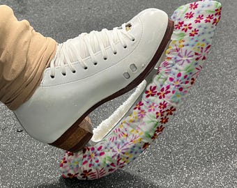 Floral Figure Skating Soakers, Terry Cloth Lined, Foam Padded