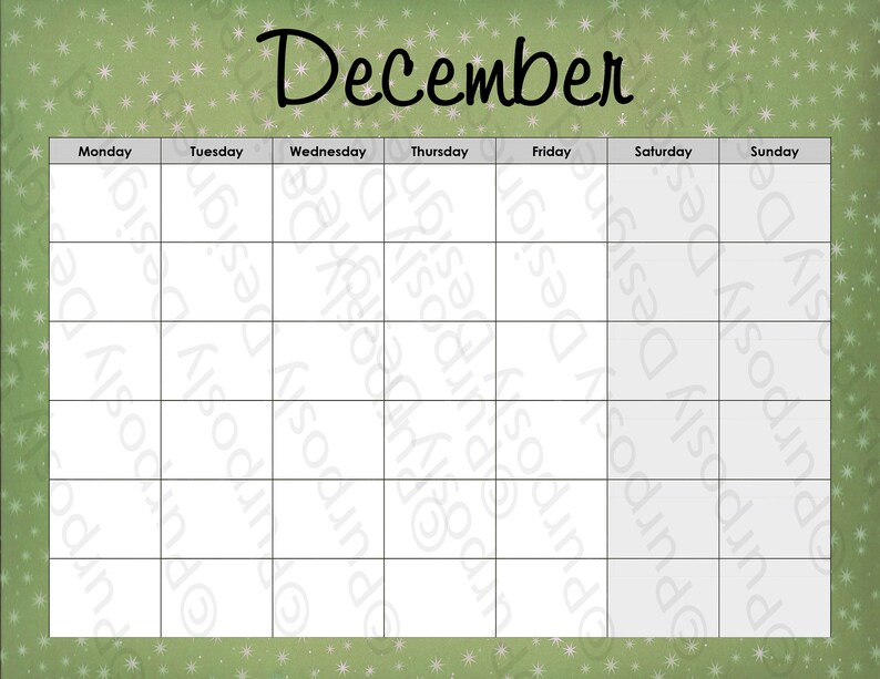 Whimsical Blank Calendar Set Instant Download Printable Jpeg | Etsy