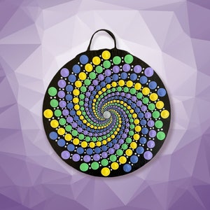 8 inch round wood Mandala dot art, colorful home decor, unique conversation art piece
