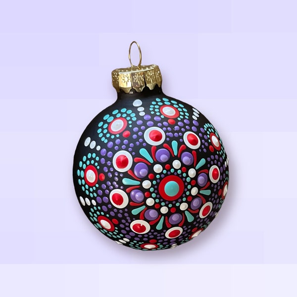 Hand painted glass Christmas tree ornament, one of a kind special sentimental Xmas gift, first ornament