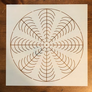 Eight section Mandala dot art stencil, 10&quot;x10&quot; reusable, flexible 3D Cone Flower mandala dot design stencil #1, optical illusion stencil