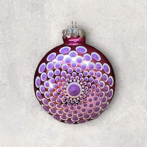Hand Painted Mandala Christmas Ball Ornament: Unique Glass Tree Decor