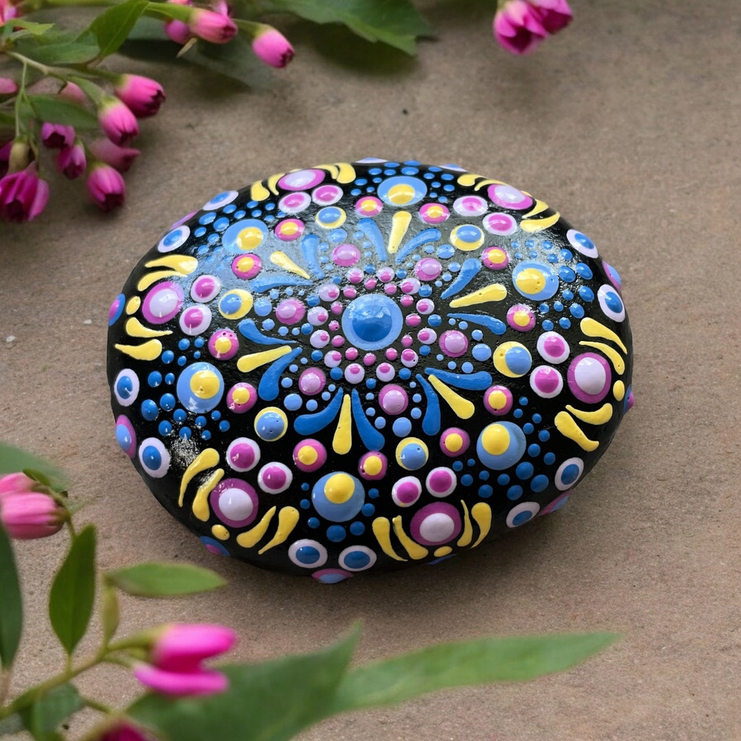 Mandala Dotted Rock Art: Hand-painted Stone Decor - Etsy