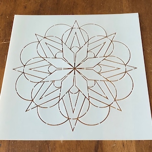Mandala dot art stencil, 10&quot;x10&quot; reusable, flexible.  Mandala artist unique design stencil