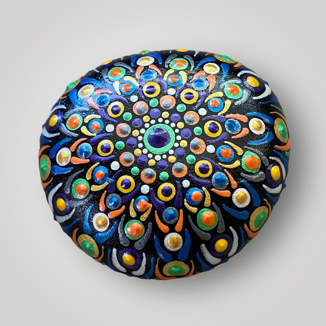 Mandala Dotted Rock Art, One of a Kind Creative Hand Painted Gift of ...