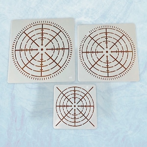Mandala circle guideline stencils, set of 3 stencils, 8 section round stencil
