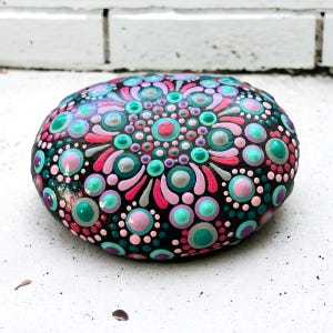 Hand Painted Mandala Stone: Dot Art Rock, Home & Garden Decor