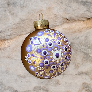 Hand Painted Dot Art Christmas Ornament: Keepsake Mandala Design