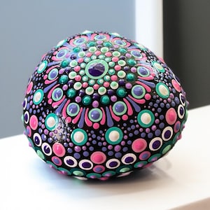 Hand Painted Mandala Dot Art River Rock: Unique Stone Art
