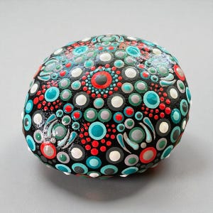 Mandala Dot Art Stone: Hand-Painted Rock Decor