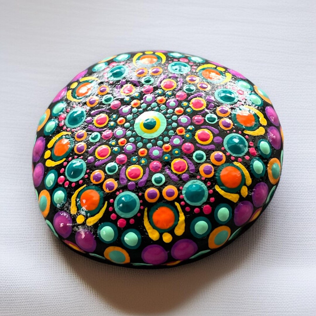 Hand Painted Mandala Dot Rock Art: Home & Garden Decor - Etsy