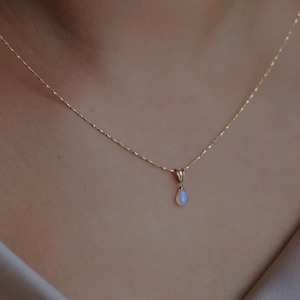 Moonstone Necklace Gold Drop Pendant • 14k Gold Filled • MOONSTONE