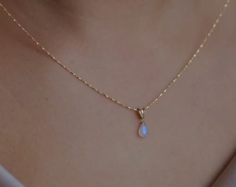 Collana con pietra di luna Ciondolo goccia d'oro • Oro riempito 14k • PIETRA DI LUNA