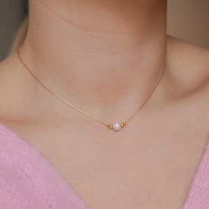 Fine necklace gold with pearls • Chain with freshwater pearl • 14K gold fill • Minimalist