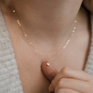 Delicate gold chain with heart pendant • 14k gold filled • AMOUR