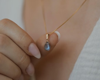 Natürliche Labradorit Kette Gold • Edelstein Halskette • 14k Gold Filled • LABRADORITE