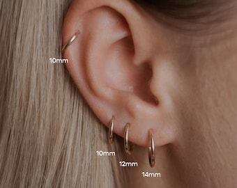 Petites boucles d'oreilles créoles délicates or • Goldfilled 14 carats • 10 mm • 12 mm • 14 mm