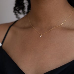 Delicate necklace with small zirconia pendant • CHLOÈ necklace • 14k gold filled • thin chain • gemstone pendant • charm • gift