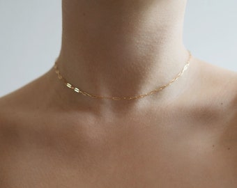 Golden Paperclip Necklace • Choker • Fine Necklace • Gift for her