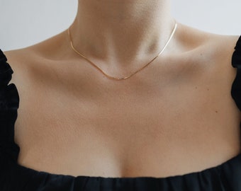 Collier très fin gold fill 14 carats | Chaîne de perles | Minimaliste | collier en or fin pour femme