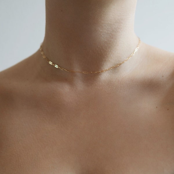 Goldene Paperclip Halskette • Choker • Feine Halskette • Geschenk für sie