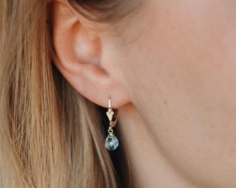 Natürlicher Aquamarin Ohrringe Gold Tropfen Anhänger • 14k Gold Filled • DELPHINE