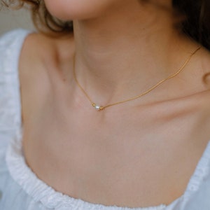 Feine Halskette Gold mit Perlen Kette mit Süßwasserperle 14K Gold Fill Minimalistisch Bild 7