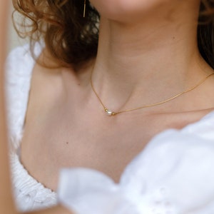 Feine Halskette Gold mit Perlen Kette mit Süßwasserperle 14K Gold Fill Minimalistisch Bild 8