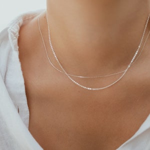 Collier très fin Argent 925 Chaîne perlée Minimaliste image 5