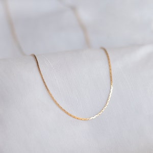 Sehr feine Halskette 14 Karat Gold Filled Beading Chain Minimalistisch feine Goldkette Damen Bild 2