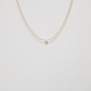 Dainty gold necklace with small pearl 14K gold filled MILLY image 6